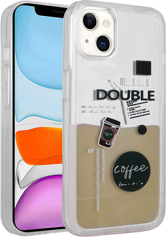 Apple iPhone 14 Kılıf Desenli Sıvılı Mnc Drink Silikon Kapak-No3