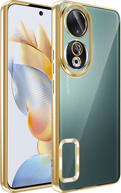 Huawei Honor 90 Kılıf Kamera Korumalı Logo Gösteren Mnc Omega Kapak-Gold