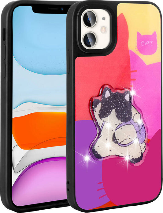 Apple iPhone 11 Kılıf Parlayan Kabartmalı Ikonik Figürlü Mnc Amas Silikon Kapak-Mor
