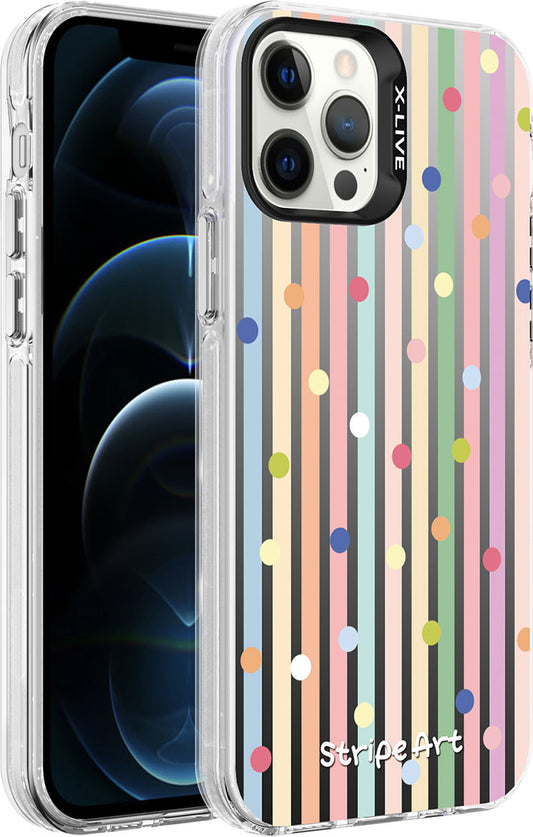 Apple iPhone 12 Pro Kılıf Desenli Mnc Silver Sert Kapak-Noktalar