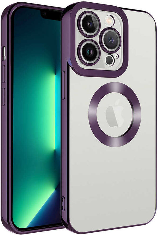 Apple iPhone 14 Pro Max Kılıf Kamera Korumalı Logo Gösteren Mnc Omega Kapak-Derin Mor
