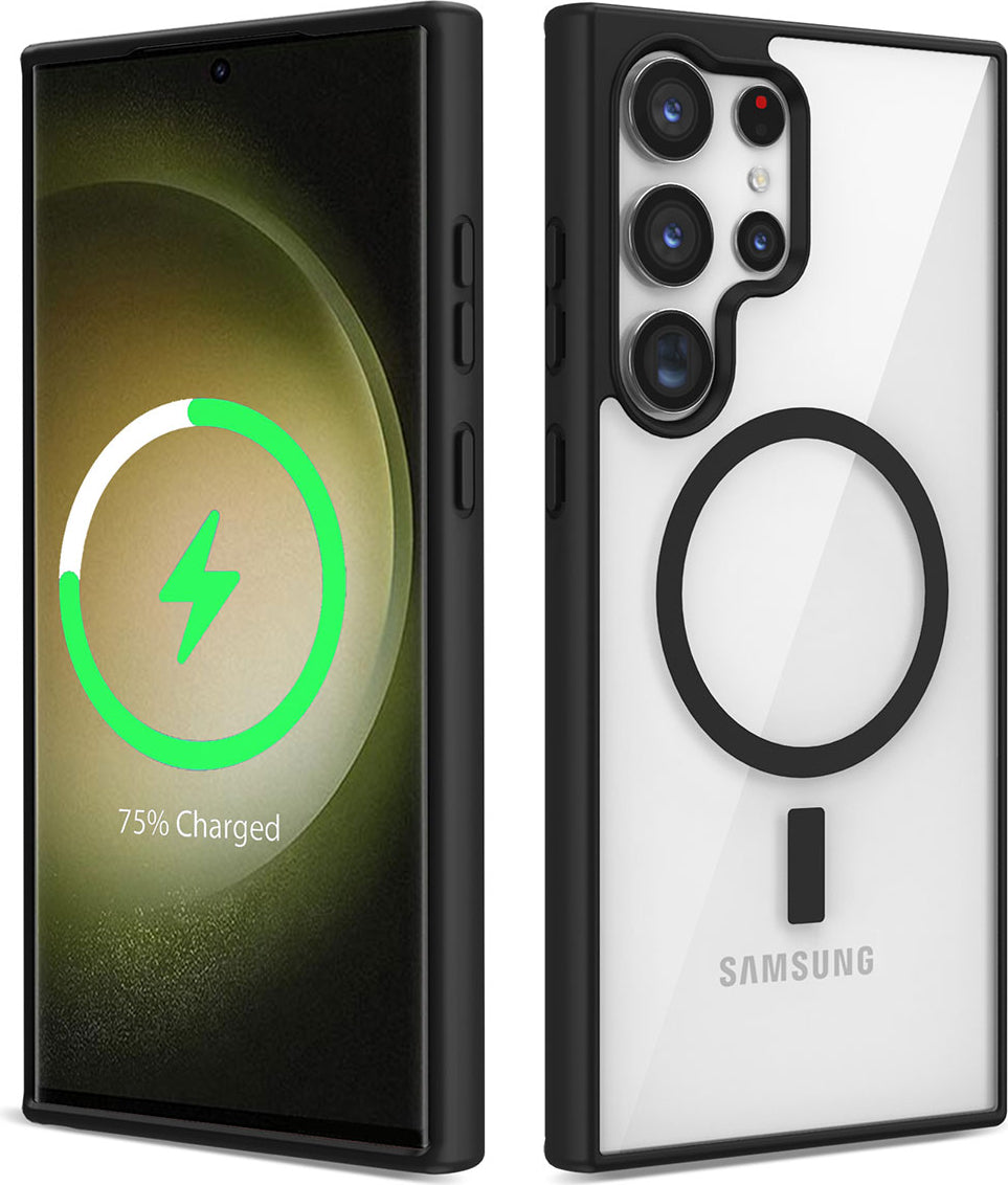 Galaxy S22 Ultra Kılıf Magsafe Wireless Şarj Özellikli Silikon Mnc Ege Kapak-Siyah