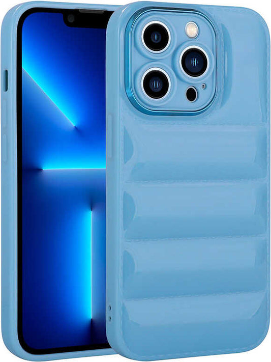 Apple iPhone 13 Pro Kılıf Kamera Korumalı Parlak Airbag'li Mnc Galya Kapak-Mavi