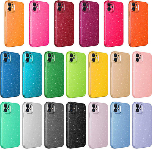 Apple iPhone 12 Kılıf Kamera Korumalı Simli Lüks Mnc Koton Kapak-Pembe Koyu