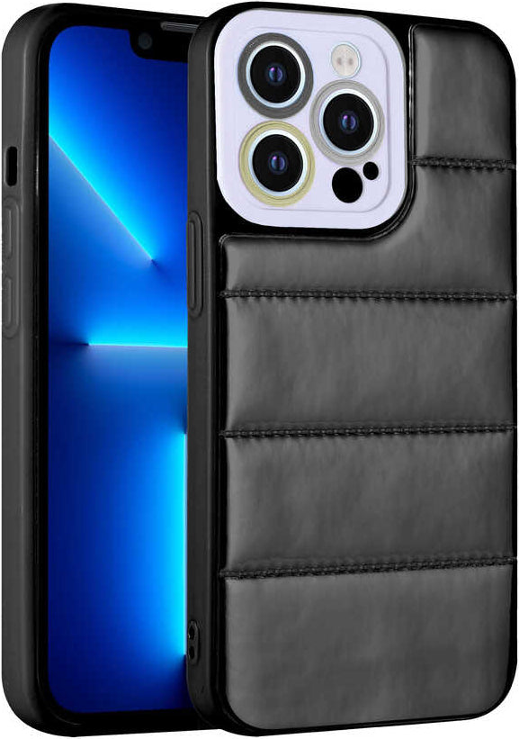 iPhone 12 Pro Max Uyumlu Kamera Korumalı Airbagli Renkli Mnc Seksek Kapak-Siyah