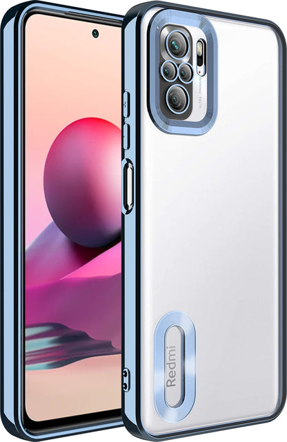 Xiaomi Redmi Note 10S Kılıf Kamera Korumalı Logo Gösteren Mnc Omega Kapak-Sierra Mavi