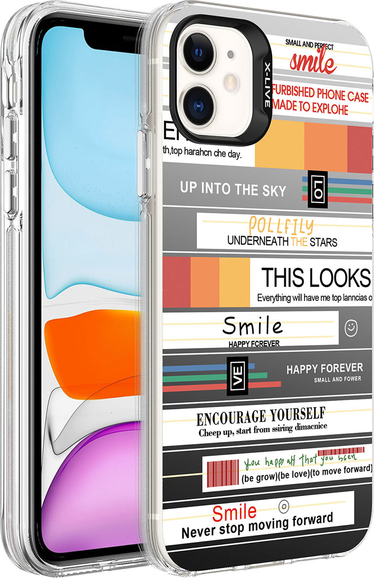 Apple iPhone 12 Kılıf Desenli Mnc Silver Sert Kapak-Mottolar