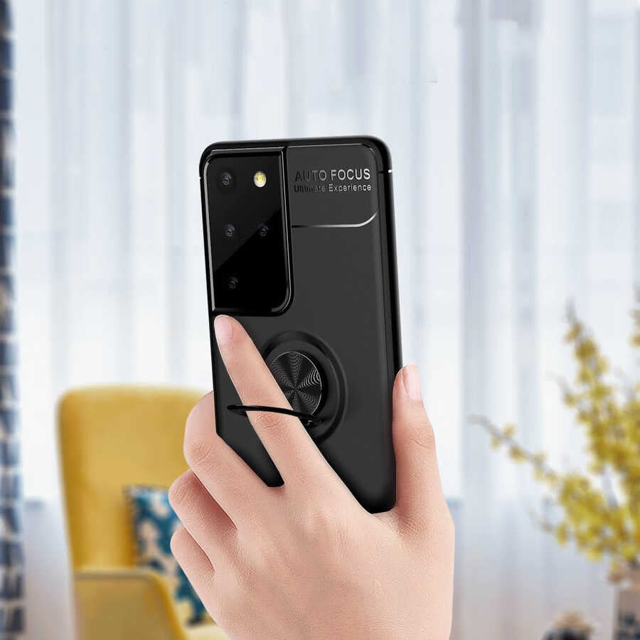 Galaxy S21 Ultra Kılıf Mnc Ravel Silikon Kapak-Siyah-Kırmızı