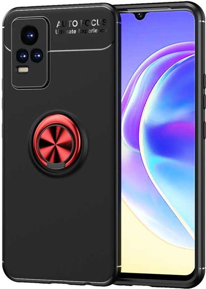 Vivo V21E Kılıf Mnc Ravel Silikon Kapak-Siyah-Kırmızı