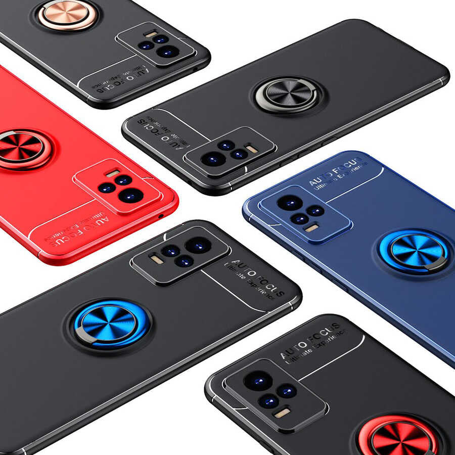 Vivo V21E Kılıf Mnc Ravel Silikon Kapak-Siyah-Kırmızı