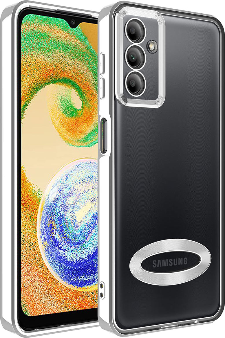 Galaxy A34 Kılıf Kamera Korumalı Logo Gösteren Mnc Omega Kapak-Gümüş