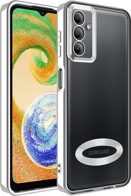 Galaxy A34 Kılıf Kamera Korumalı Logo Gösteren Mnc Omega Kapak-Gümüş