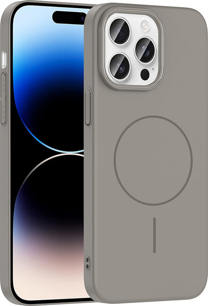 iPhone 14 Pro Max Kılıf Magsafe Şarj Özellikli Mnc Ruby Silikon Kapak - Gri