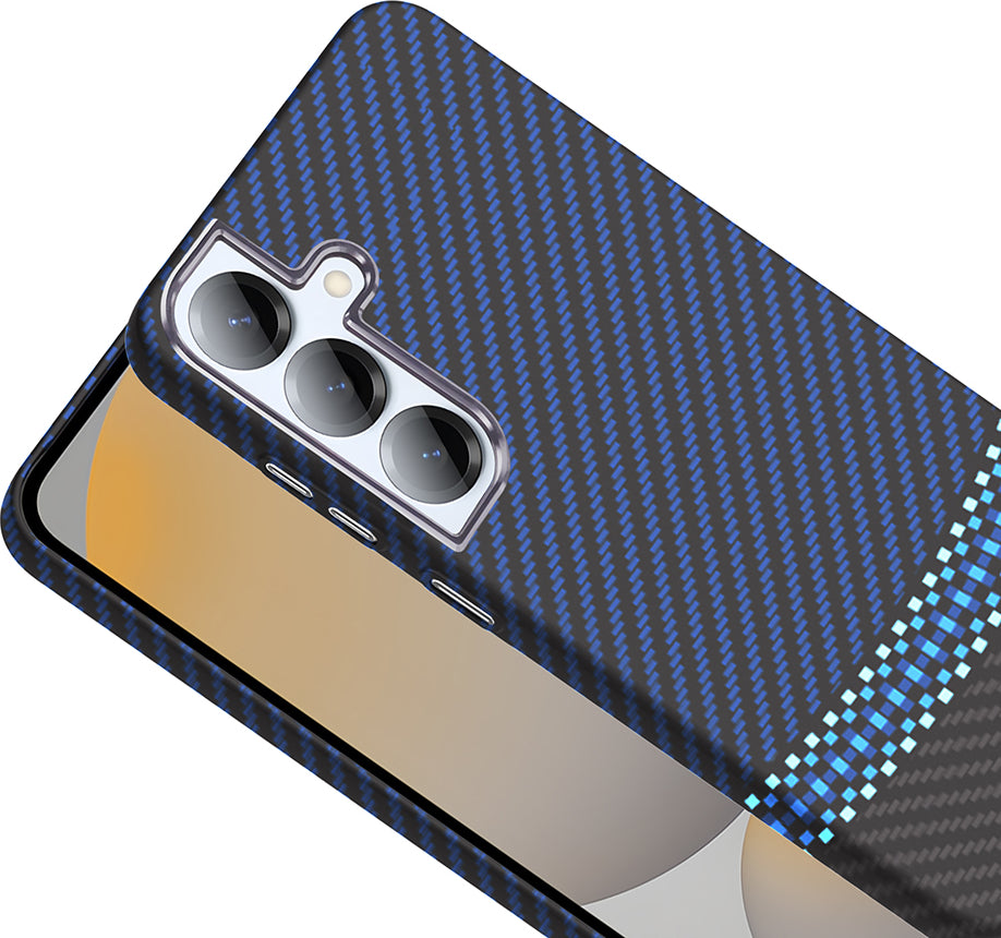Galaxy S25 Kılıf M-Safe Şarj Özellikli Karbon Fiber Görünümlü Mnc Gros Kapak - Gold-Siyah