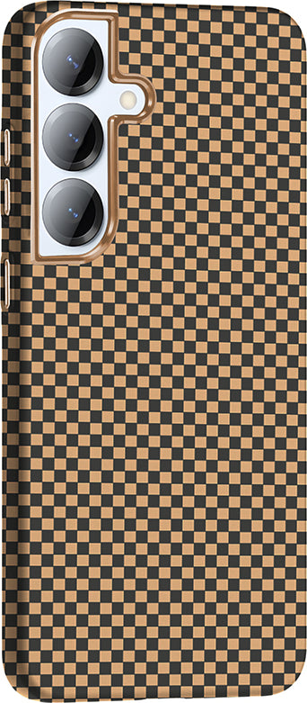 Galaxy S25 Kılıf M-Safe Şarj Özellikli Karbon Fiber Görünümlü Mnc Gros Kapak - Gold-Siyah