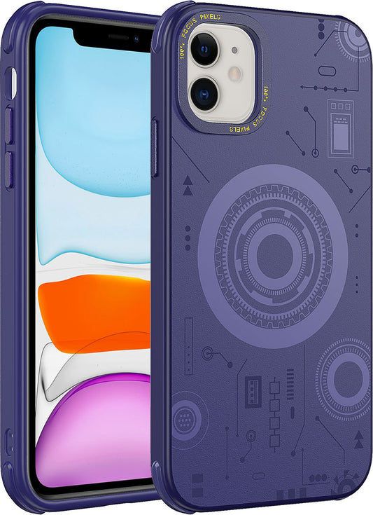 Apple iPhone 11 Kılıf Mnc Wireless Şarj Özellikli Desenli Hot Kapak-Derin Mor