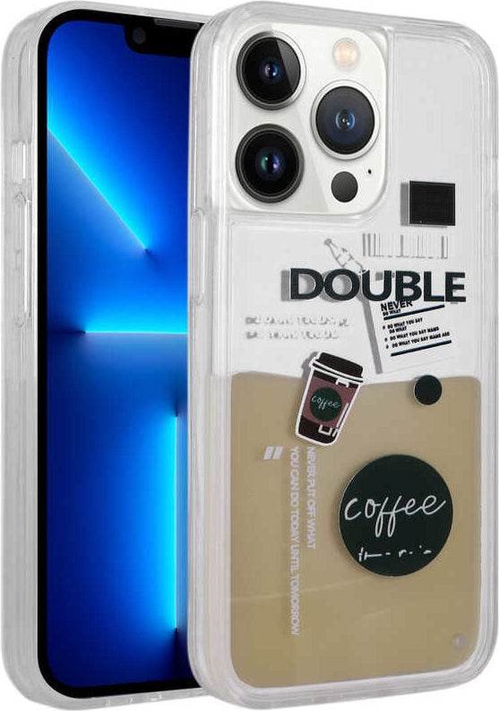 Apple iPhone 14 Pro Max Kılıf Desenli Sıvılı Mnc Drink Silikon Kapak-No3
