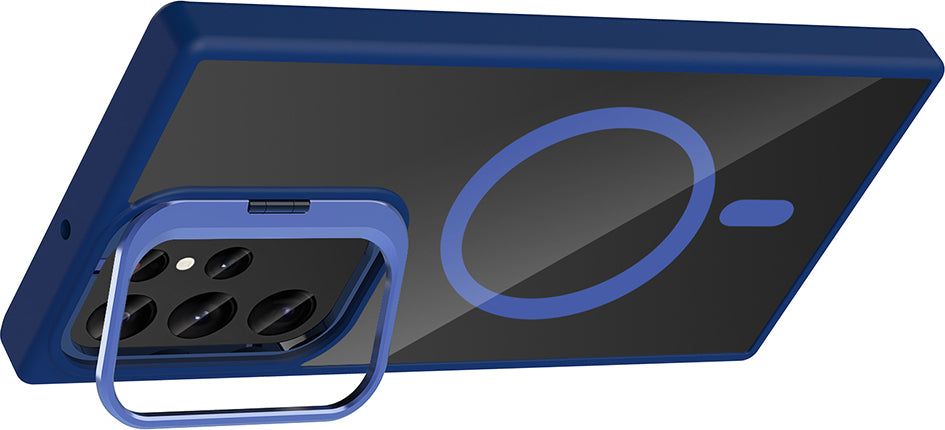 Galaxy S24 Ultra Kılıf Standlı ve Kamera Lens Hediyeli M-Safe Şarj Özellikli Mnc Etro Kapak - Pembe