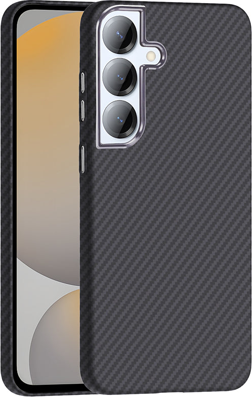 Galaxy S25 Plus Kılıf M-Safe Şarj Özellikli Karbon Fiber Görünümlü Mnc Gros Kapak - Gold-Siyah