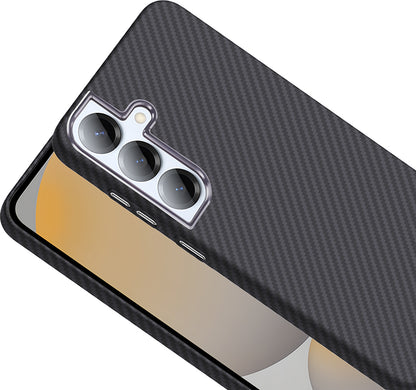 Galaxy S25 Plus Kılıf M-Safe Şarj Özellikli Karbon Fiber Görünümlü Mnc Gros Kapak - Gold-Siyah