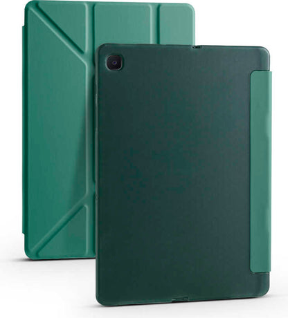 Galaxy Tab A7 10.4 T500 2020 Kılıf  Uyumlu Mnc Tri Folding Kalem Bölmeli Standlı Kılıf-Koyu Yeşil