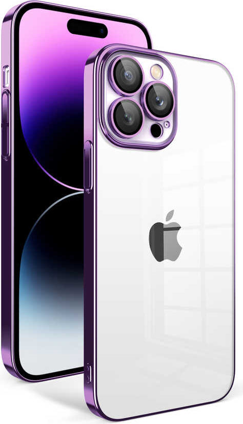 Apple iPhone 14 Pro Max Kılıf Kamera Korumalı Renkli Çerçeveli Mnc Garaj Kapak-Koyu Mor