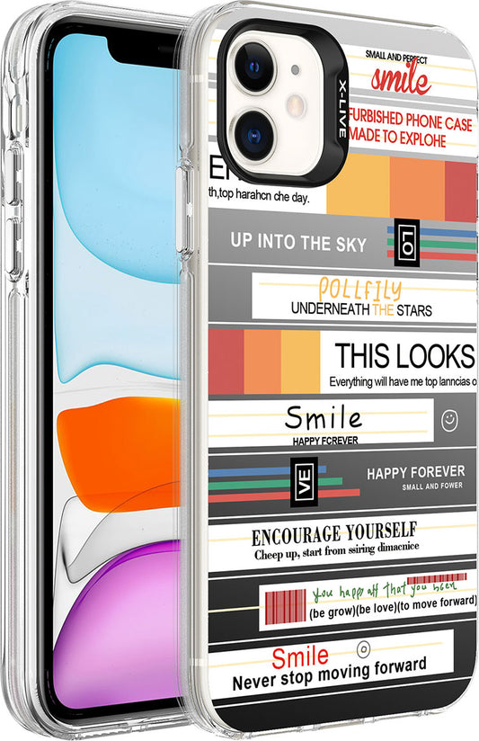 Apple iPhone 11 Kılıf Desenli Mnc Silver Sert Kapak-Mottolar