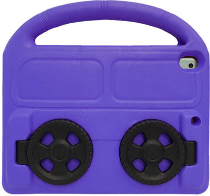 iPad 10.2 (9.nesil)  Uyumlu Mnc Wheel Car Tekerlek Standlı Tablet Eva Silikon Kılıf-Mor