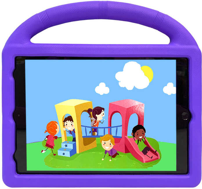 iPad 10.2 (9.nesil)  Uyumlu Mnc Wheel Car Tekerlek Standlı Tablet Eva Silikon Kılıf-Mor