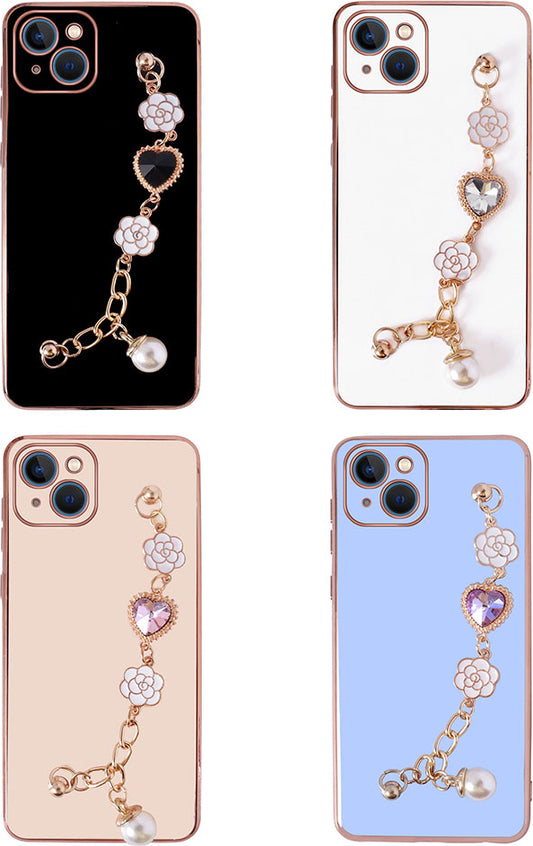 Apple iPhone 14 Plus Kılıf El Tutamaçlı Kamera Korumalı Mnc Taka Silikon Kapak-Pembe