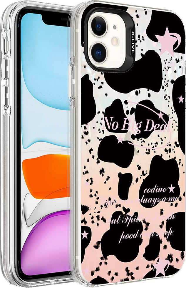iPhone 12 Uyumlu Mermer Desenli Mnc Marbello Kapak-Siyah-Beyaz