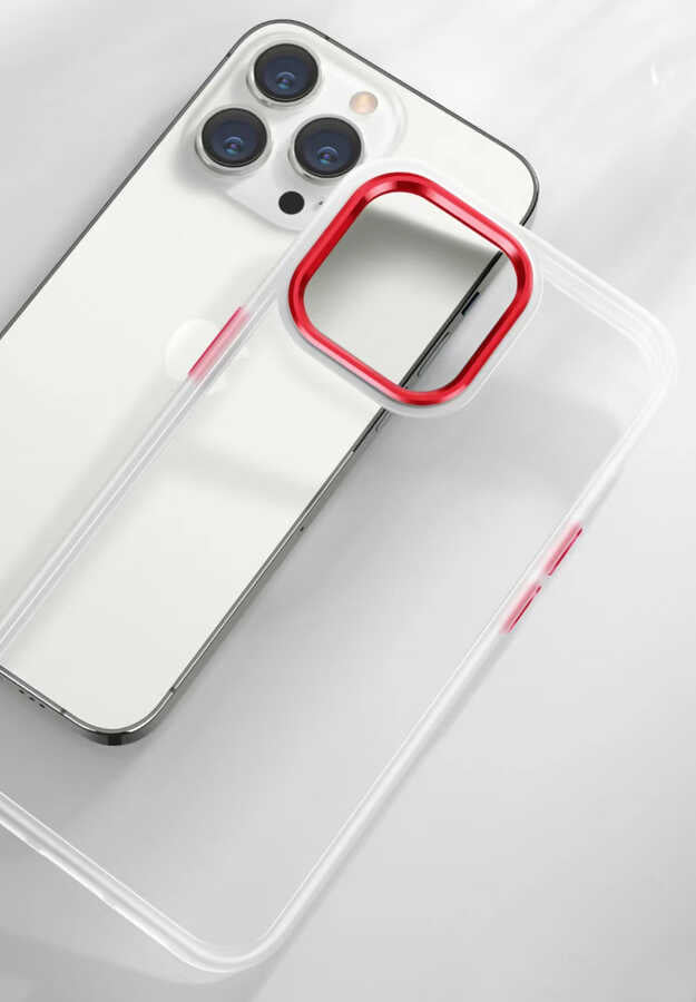iPhone 13 Kılıf Mnc Krom Kapak-Kırmızı