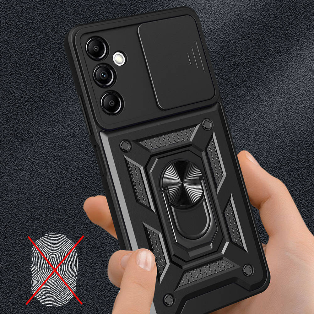 Galaxy A14 Kılıf Magnetik Standlı Kamera Korumalı Mnc Sürgülü Vega Kapak-Mavi