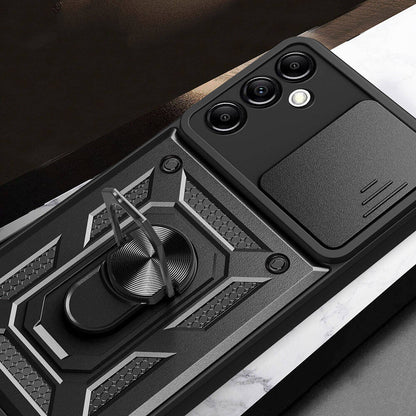 Galaxy A14 Kılıf Magnetik Standlı Kamera Korumalı Mnc Sürgülü Vega Kapak-Mavi