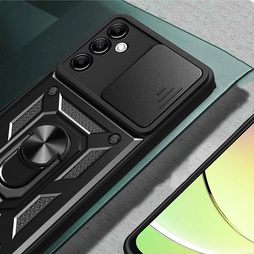 Galaxy A14 Kılıf Magnetik Standlı Kamera Korumalı Mnc Sürgülü Vega Kapak-Mavi