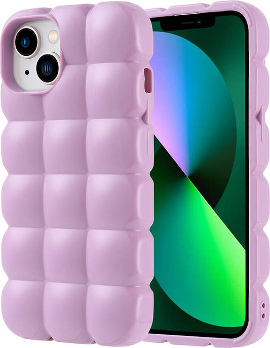 Apple iPhone 13 Kılıf Parlak Esnek Silikon Mnc Dom Dom Kapak-Lila
