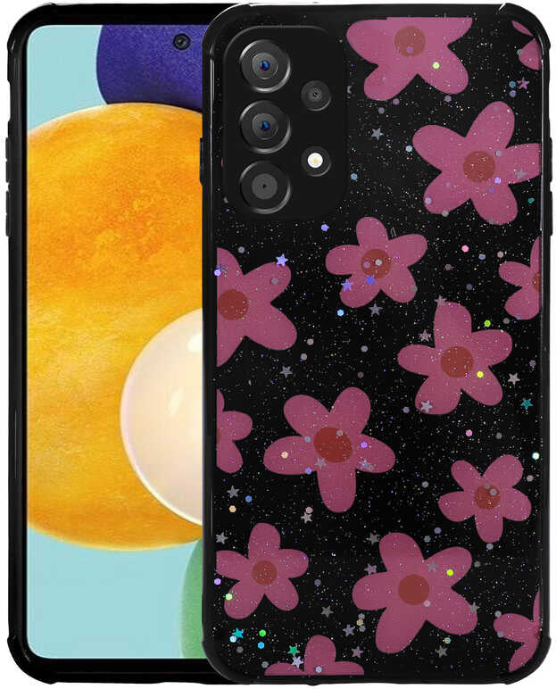 Galaxy A33 5g Kılıf Simli Desenli Kamera Korumalı Parlak Mnc Popy Kapak-Çiçek