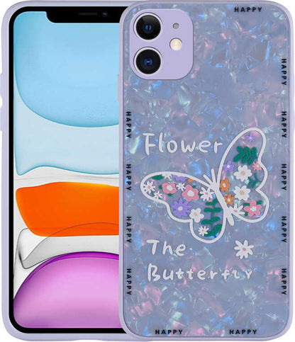 iPhone 11 Kılıf Desenli Sert Silikon Mnc Mumila Kapak-Lilac Flower
