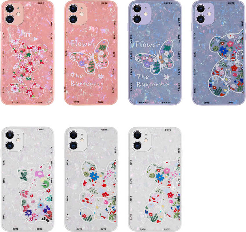 iPhone 11 Kılıf Desenli Sert Silikon Mnc Mumila Kapak-Lilac Flower