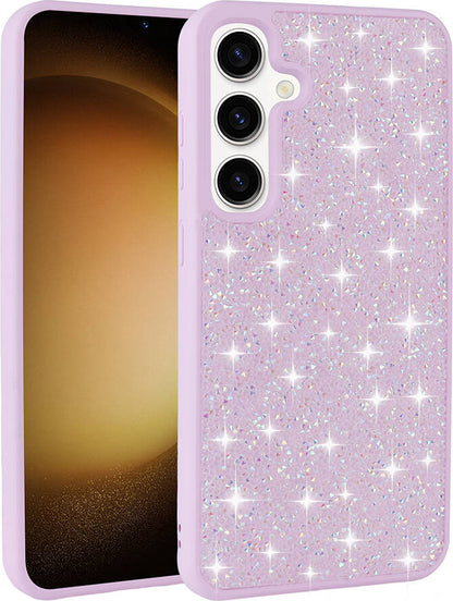 Galaxy S24 Kılıf Parlak Taşlı Tasarım Mnc Pırlanta Kapak-Pembe