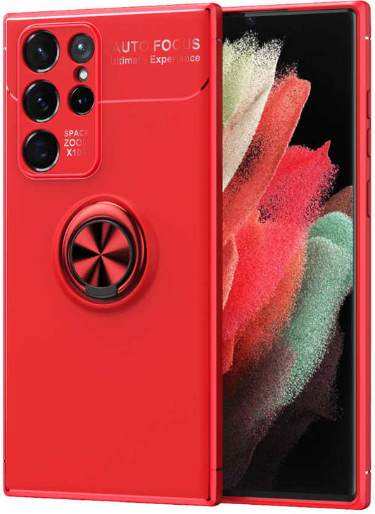 Galaxy S22 Ultra Kılıf Mnc Ravel Silikon Kapak-Kırmızı