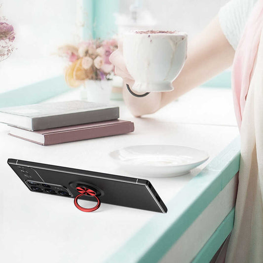 Galaxy S22 Ultra Kılıf Mnc Ravel Silikon Kapak-Kırmızı