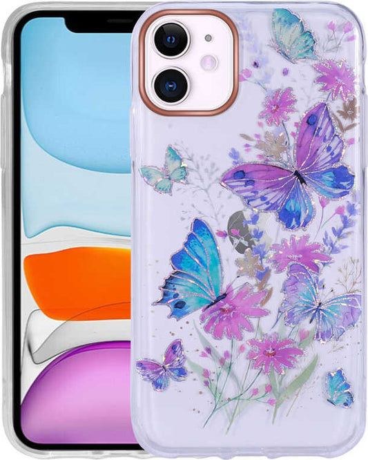 iPhone 11 Kılıf Desenli Simli Sert Mnc Inka Kapak-No1