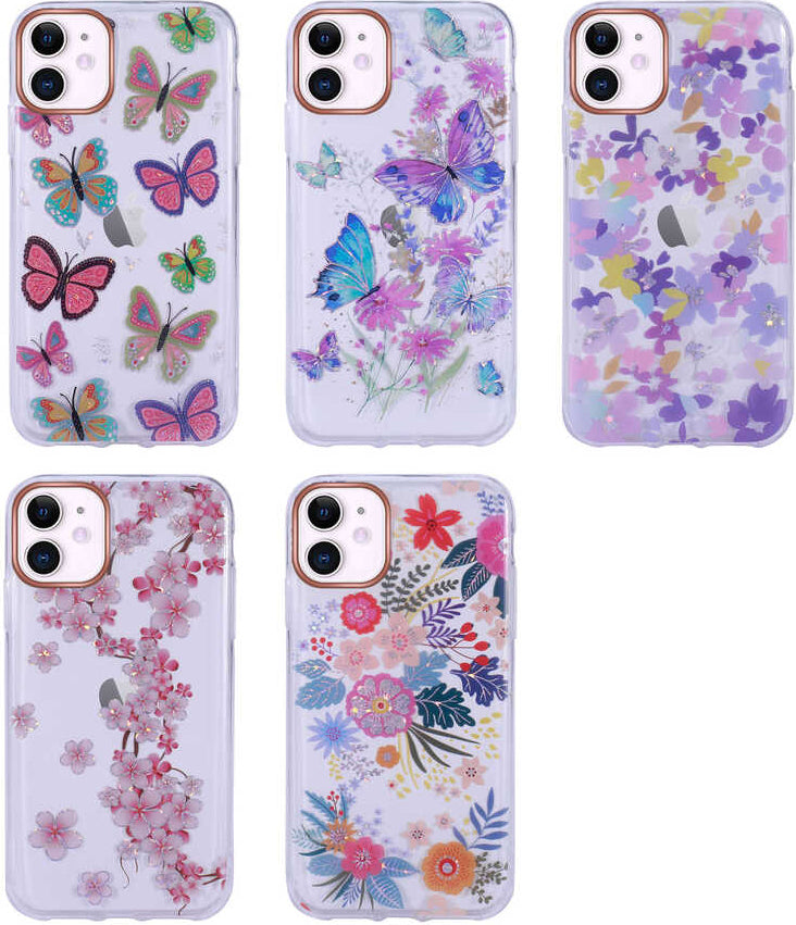 iPhone 11 Kılıf Desenli Simli Sert Mnc Inka Kapak-No1