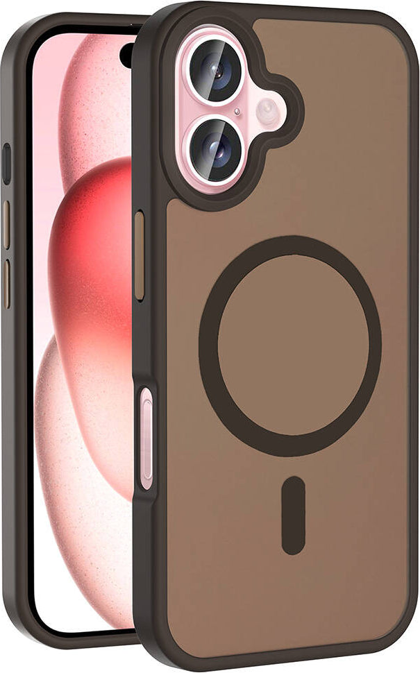 iPhone 16 Plus Kılıf Magsafe Şarj Özellikli Mat Arka Yüzey Mnc Sio Kapak-Rose Gold