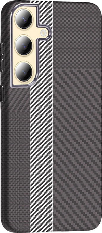 Galaxy S24 Kılıf M-Safe Şarj Özellikli Karbon Fiber Görünümlü Mnc Gros Kapak - Desert Titanyum