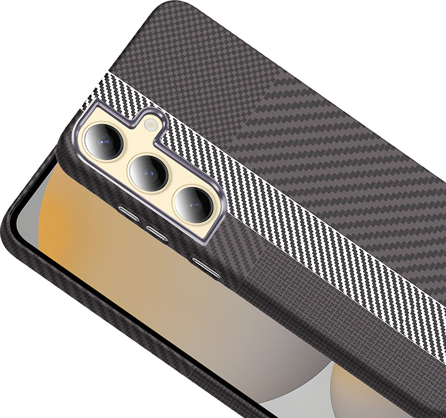 Galaxy S24 Kılıf M-Safe Şarj Özellikli Karbon Fiber Görünümlü Mnc Gros Kapak - Desert Titanyum