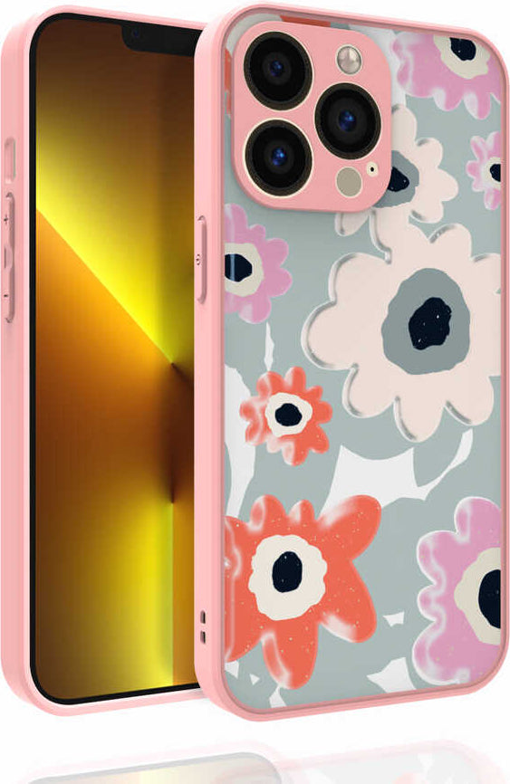 iPhone 13 Pro Max Kılıf Desenli Kamera Korumalı Parlak Mnc Nora Kapak-No5