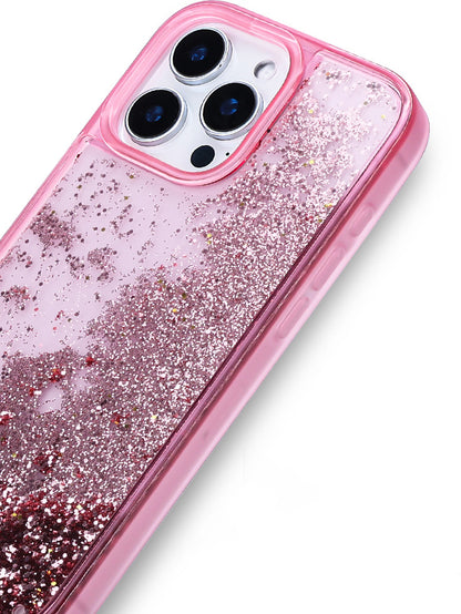 iPhone 14 Pro Max Uyumlu Kılıf Sıvılı Simli Şeffaf Arka Yüzey Mnc Keto Silikon Kapak-Gümüş