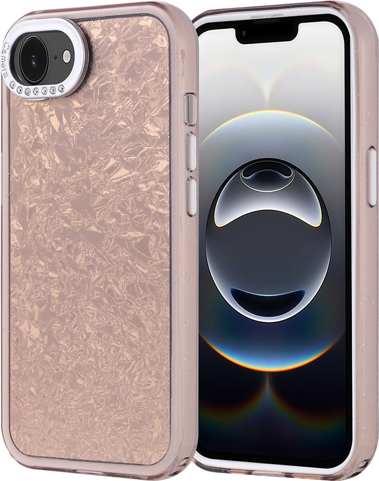 iPhone 16E Kılıf Taşlı Tasarımlı  Mnc Kapi Kapak - Siyah